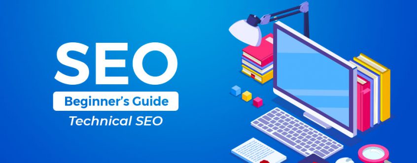 Illustration showing website optimization steps for technical SEO improvement